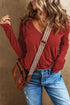 V Neck Center Seam Long Sleeve Tee